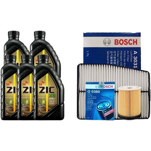 SK엔무브 ZIC 제로 X9 0W20 5L + 보쉬필터 기아 K8 GL3 1.6 하이브리드
