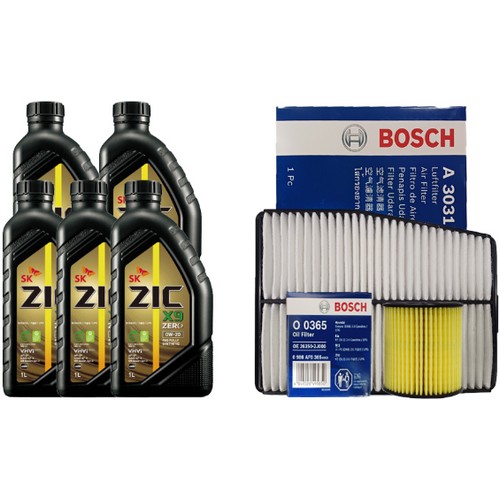 SK엔무브 ZIC 제로 X9 0W20 5L + 보쉬필터 현대 소나타 DN8 2.0 하이브리드