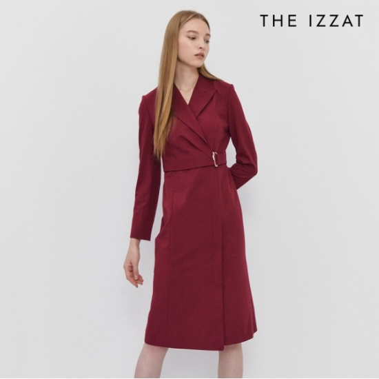 더아이잗 뉴욕 피크드 칼라 벨티드 원피스 IN9A0OP06