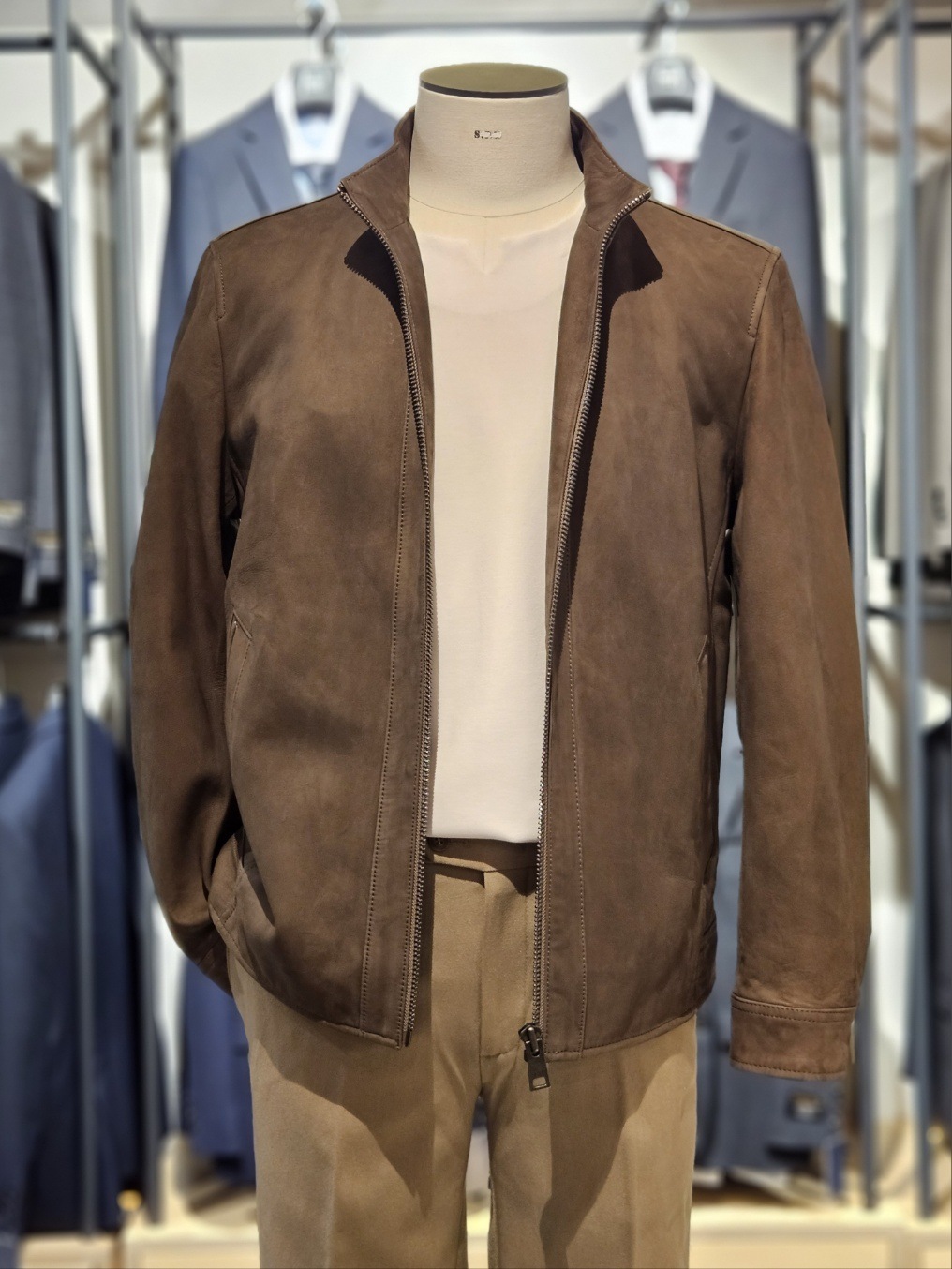 바쏘옴므 바쏘 이태리 수입 양가죽 다크베이지 라이더 자켓_WSX3UA84A