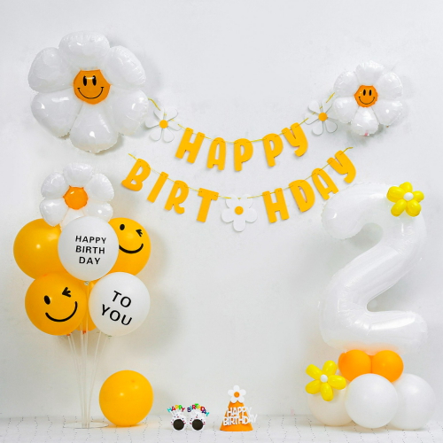 피앤비유니티  데이지 가랜드 숫자기둥 풍선세트 (모자, 안경 포함)