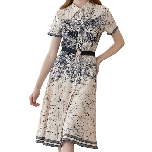 마쟈 드로잉 패턴 셔츠 원피스 ZB08QP057ON