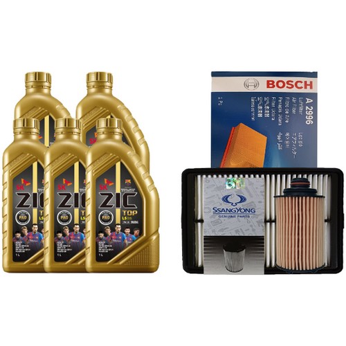 SK엔무브 ZIC 탑 5W30 5L + 필터세트 쌍용 티볼리 아머 1.6 디젤