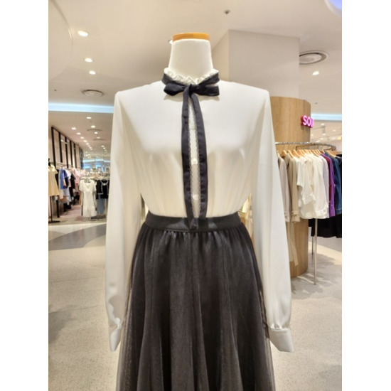 숲(SOUP) 여성 셔링넥 끈타이 블라우스 SZALS30