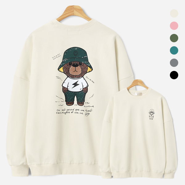 MNC 번개베어 박스핏 맨투맨 MDMU342DG