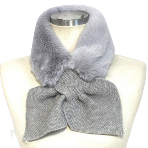 로로얼로이  니트 에코퍼 밍크 리본 넥워머