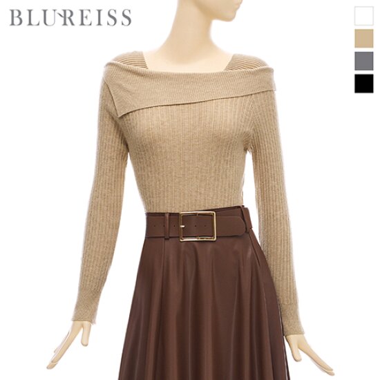 블루레이스 포커스 오프숄더슬림골지니트_B3F3KT2071