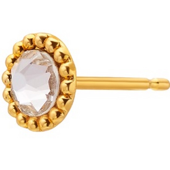 한국금다이아몬드  한쪽 귀걸이 화이트 큐빅 밀그레인 0.34g