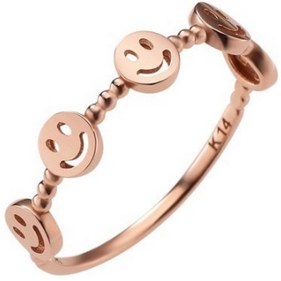 모아르쥬얼리 모아르 여자 14K 금 반지 우정 링 볼 스마일