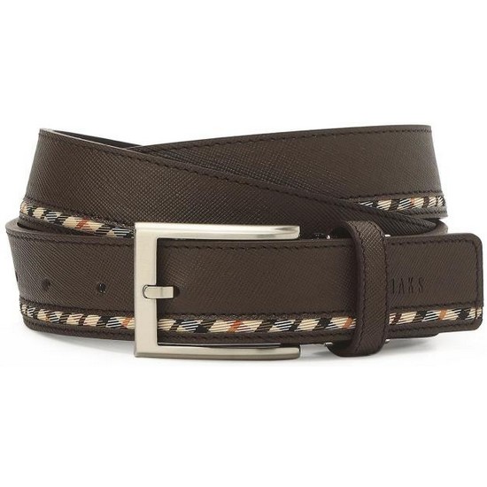 닥스 브라운 원 체크라인 스트랩 소가죽 비조벨트 DBBE3F202W3