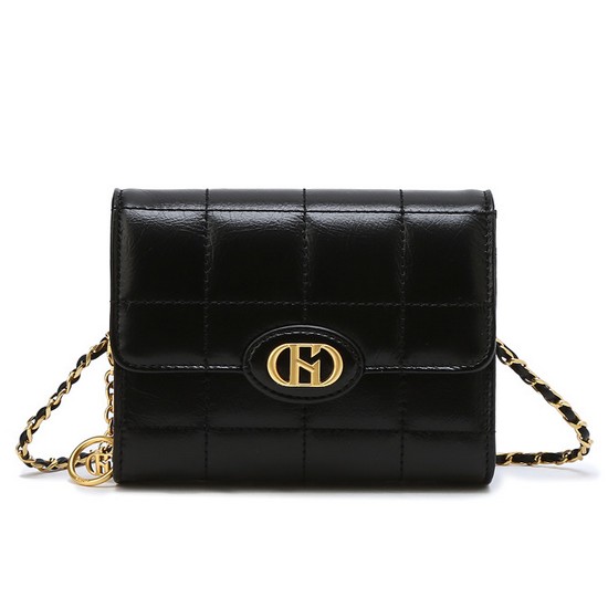 헤지스 H20 퀼팅 블랙 가죽 미니백 Z플립 수납_HIWA3F753BK