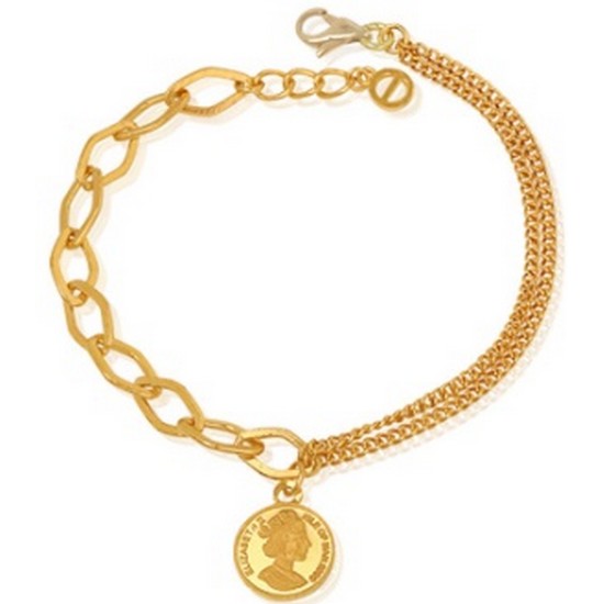 혼골드모아 골드모아 여자 여왕클립 멀티체인 팔찌 11.25g