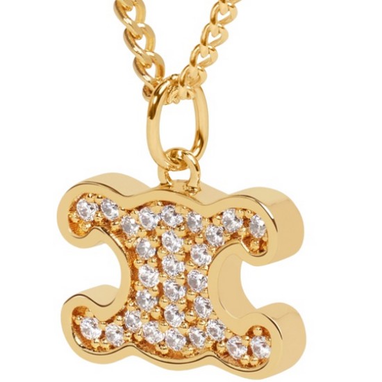 셀린느 여성 트리옹프 라인스톤 목걸이 460GB6BZI 35OR