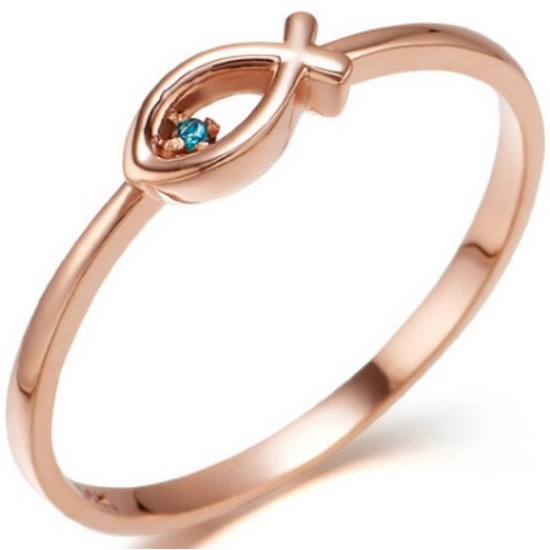 모아르쥬얼리 모아르 14K 반지 레이어드 우정 링 블루 피쉬