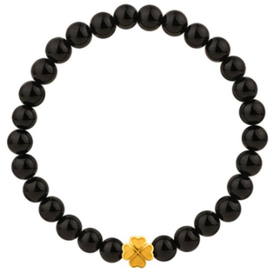 한국금다이아몬드  볼 팔찌 여자 금팔찌 오닉스 네잎 1g