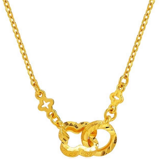 한국금다이아몬드  여자 목걸이 체인 크로바 링 18.75g