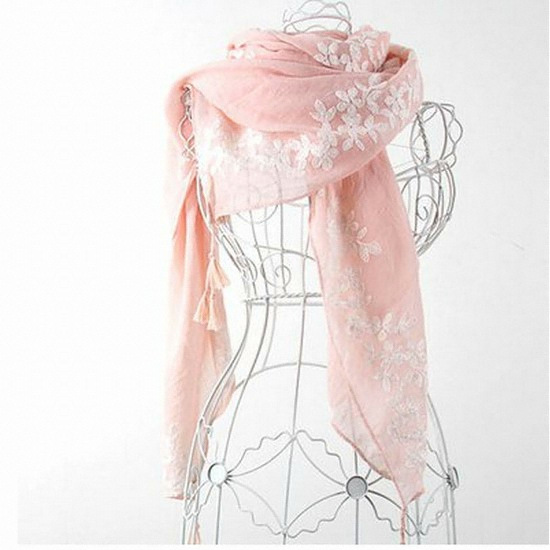 더로라 라일락 꽃자수 캐쥬얼 스카프 S6067