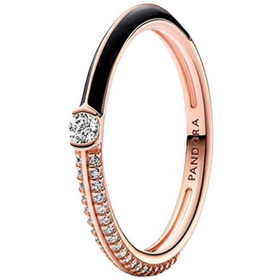 판도라  여성 미 파베 블랙 듀얼 반지 182528C01