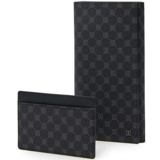 닥스 가죽 로고 DD 패턴 장지갑 DBWA2F121BK