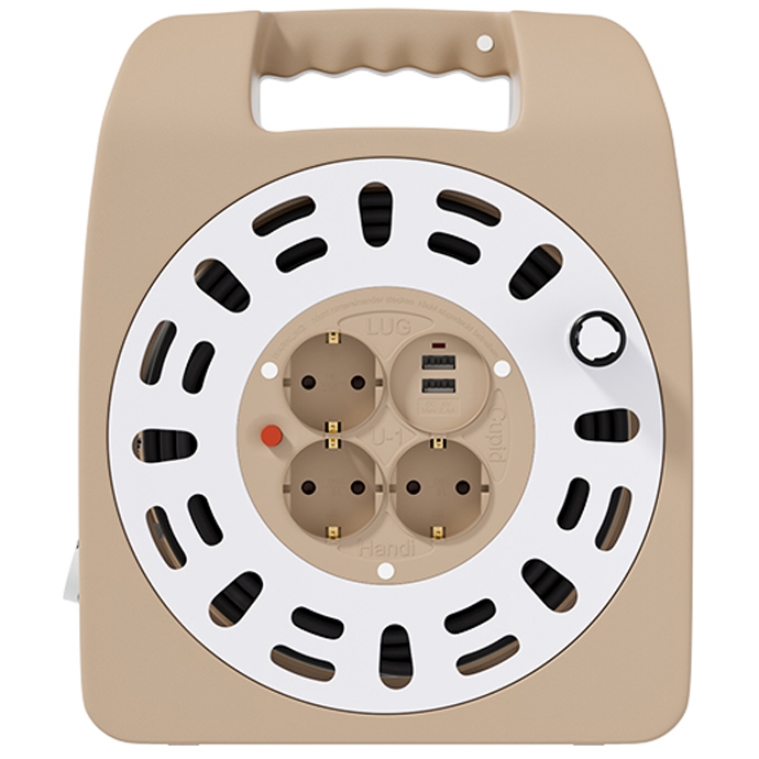 러그박스  3구 USB 코드릴 크림브라운