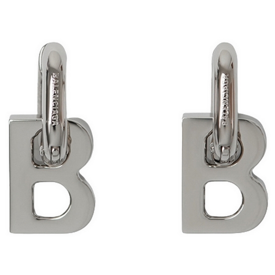 발렌시아가  B 로고 팬던트 체인 귀걸이 실버 655286TZ99S0926