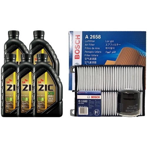 SK엔무브 ZIC 제로 X9 0W20 5L + 보쉬필터 현대 더뉴 그랜저IG 2.4 하이브리드