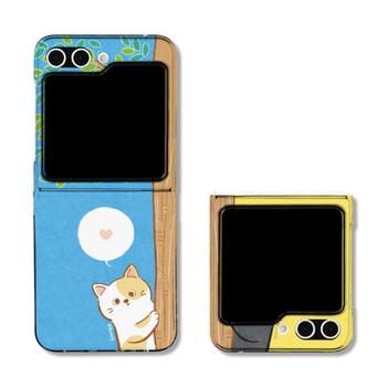 아칸  갤럭시Z 플립5 종이비행 안녕고양아 클리어 하드 케이스