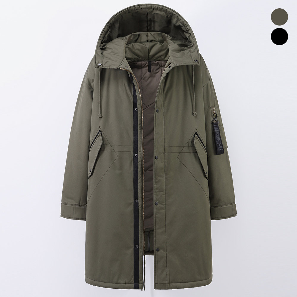 후앙스 겨울용 빅오버핏 개파카 롱 야상패딩 점퍼_PWJP8636