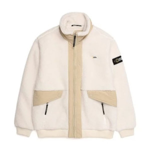 내셔널지오그래픽  하이넥 우븐배색 블루종 뽀글이 JP N214UFT160