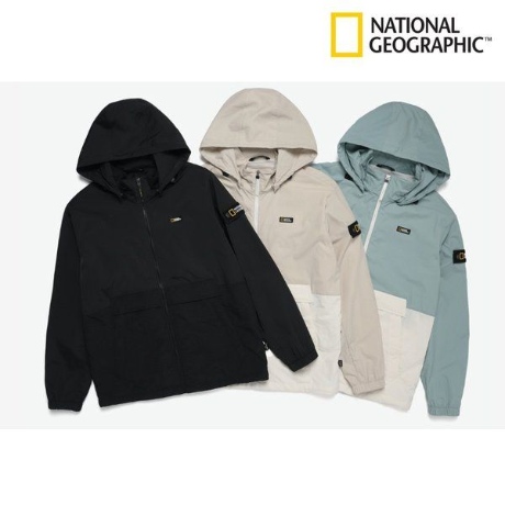내셔널지오그래픽  배색 후디 탈부착 바람막이 N221UJP070
