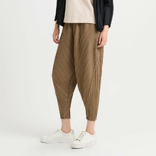 플리츠미 사선 꺾임 와이드 배기 팬츠_PPPTF023001