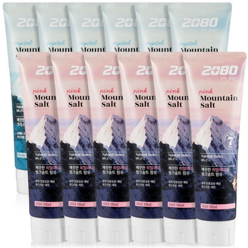 애경 2080 히말라야 퓨어마운틴 크리스탈민트 솔트치약 120g x 6개+ 핑크 120g x 6개