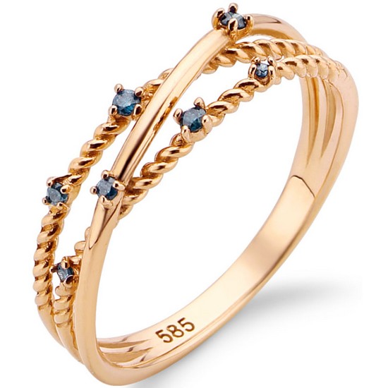 D102  18K 로프 블루 다이아 반지