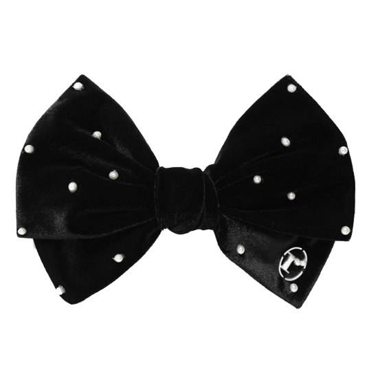  로라로라 PEARL VELVET RIBBON PIN BLACK