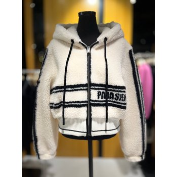 에고이스트 여성 레터링 배색 뽀글이 무스탕 점퍼 EP4MZ561