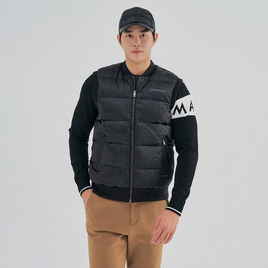 테일러메이드 로고 자가드 구스 다운 베스트 TMDVM4103