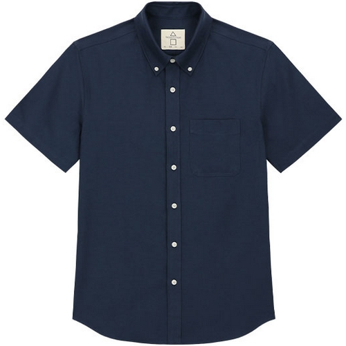 더셔츠스튜디오 반팔 루즈핏 면혼방 옥스포드 버튼다운 셔츠