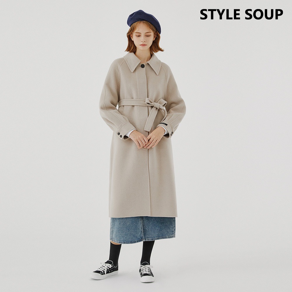 숲(SOUP) 벨티드 레글런슬리브 핸드메이드 롱코트 SZBLCF3