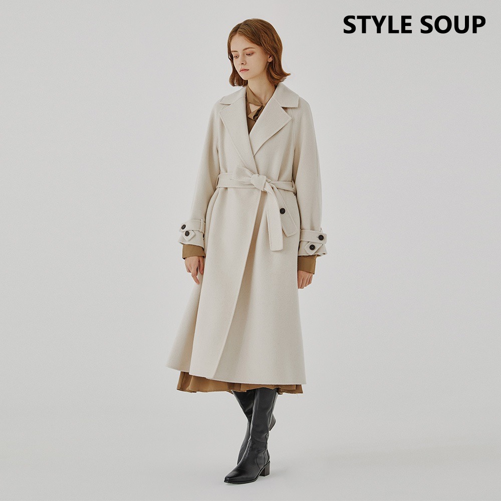 숲(SOUP) 여성 레글런 슬리브 핸드메이드 롱코트 SZBLCF2