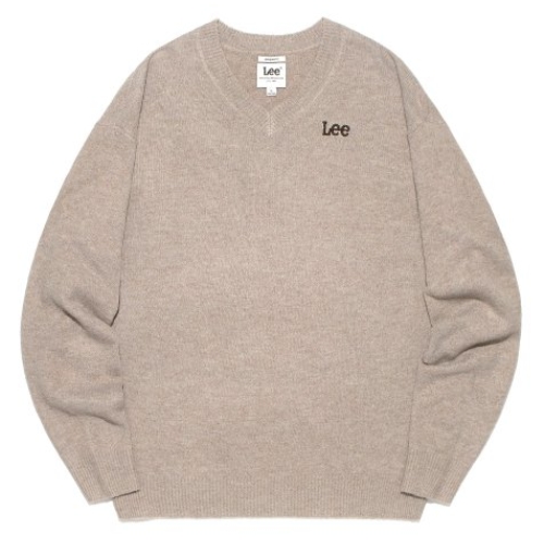 LEE 리 브이넥 트위치 로고 니트 베이지 V neck Twitch Logo Knit Beige LE2303KT11BE M
