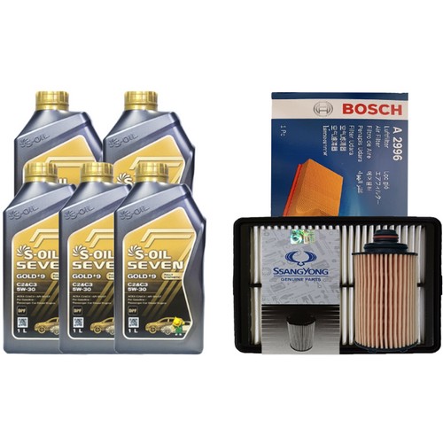 에스오일  세븐 골드 #9 C2&C3 5W30 5L + 필터세트 쌍용 뷰티풀 코란도 1.6 디젤