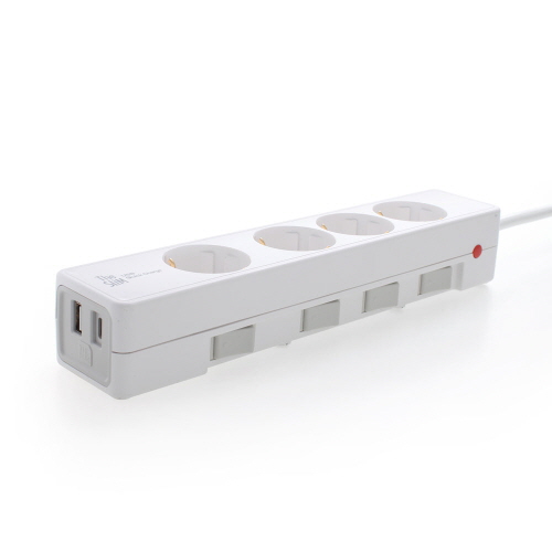 에스와이컨텍  네모탭 더슬림 4구 개별스위치 USB 고속충전 멀티탭
