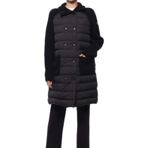 몽클레르 여성 더블 브레스트 니트 믹스 롱점퍼 9B00021 M1241 999 23F