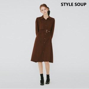 숲 벨티드 더블 레이어 롱 원피스 SZAOPE3