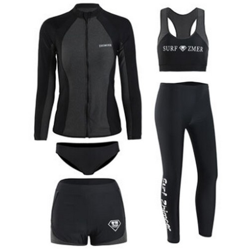 후르츠라이 5피스 블랙 여성 래쉬가드 세트