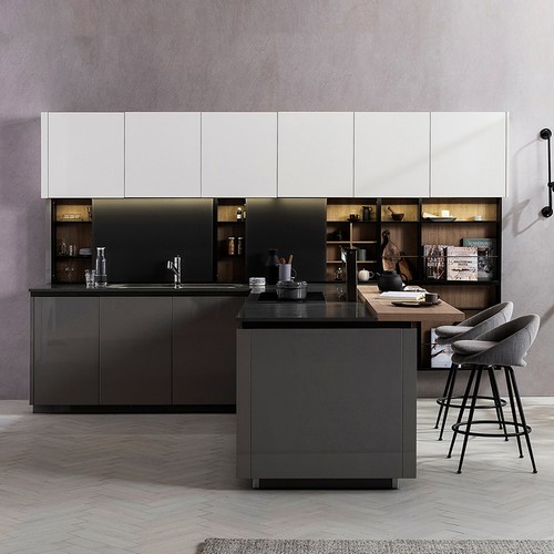 리바트  키친 7100G 누보 글로시 ㄱ자 멀티수납형