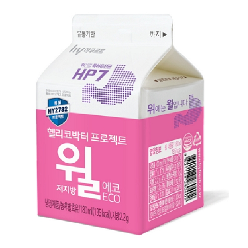 한국야쿠르트  헬리코박터 프로젝트 윌 저지방 에코 180ml