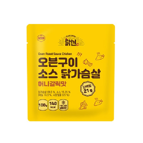 다신샵  닭신 오븐구이 소스 닭가슴살 허니갈릭맛 100g