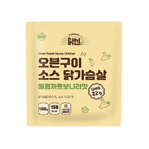 다신샵  닭신 오븐구이 소스 닭가슴살 매콤까르보나라맛 100g