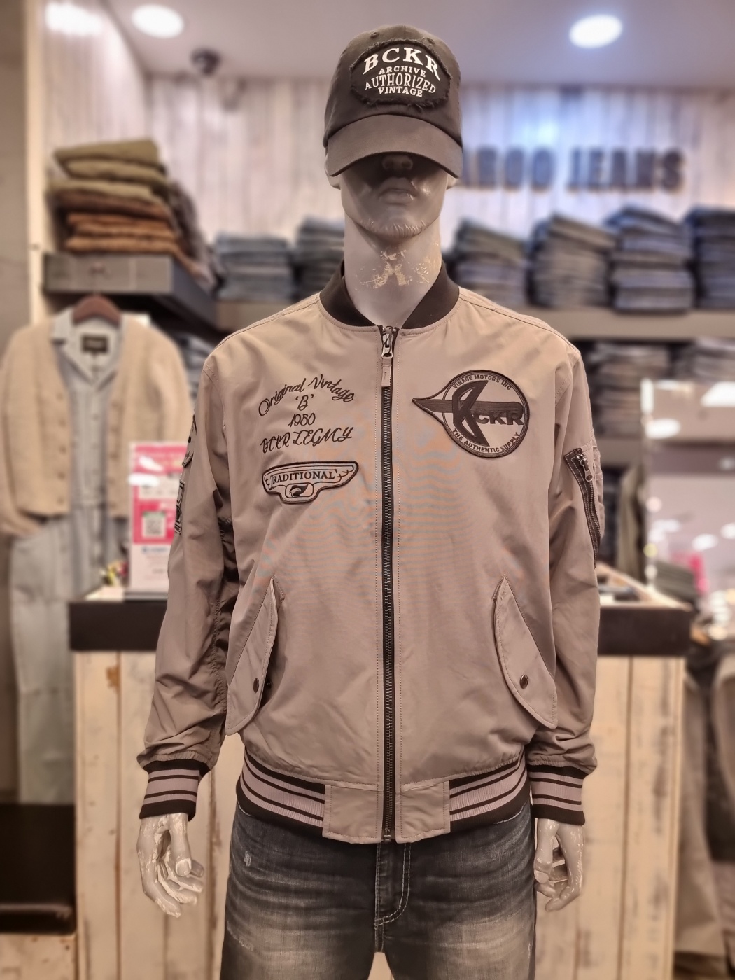 버커루 유니 나일론 와펜 장식 MA-1 점퍼 짱 15 B235Z5030P S 90 차콜그레이15